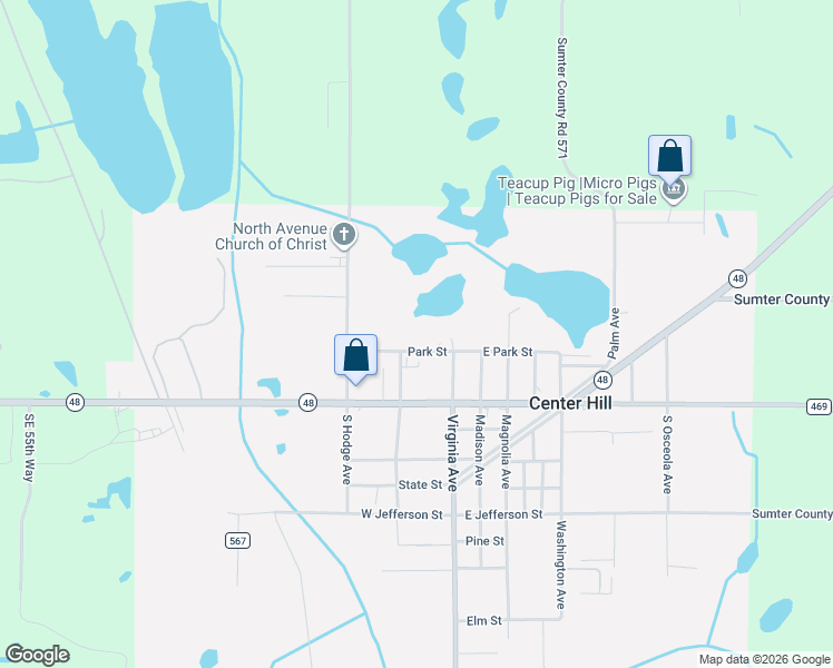 map of restaurants, bars, coffee shops, grocery stores, and more near 94 West Park Street in Center Hill