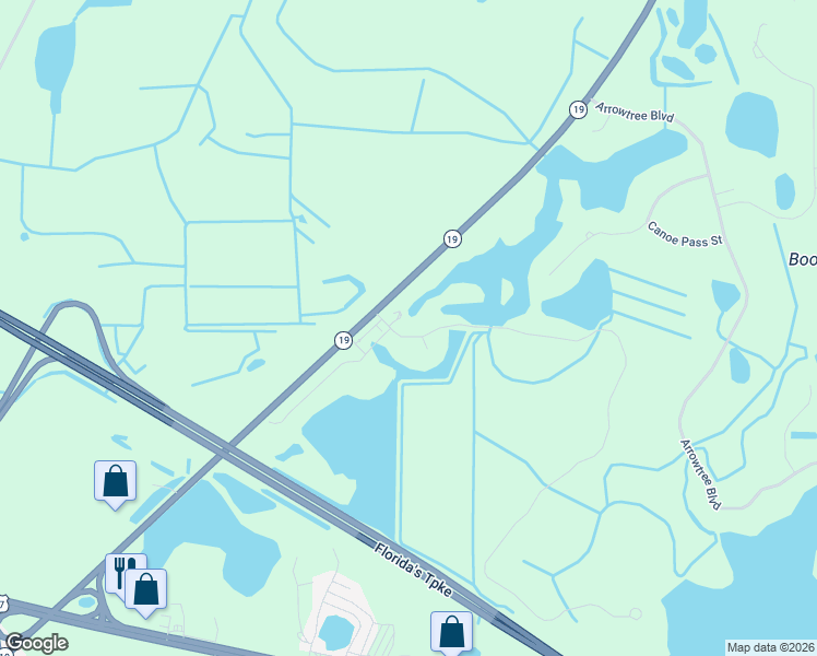 map of restaurants, bars, coffee shops, grocery stores, and more near 409 Long And Winding Road in Groveland