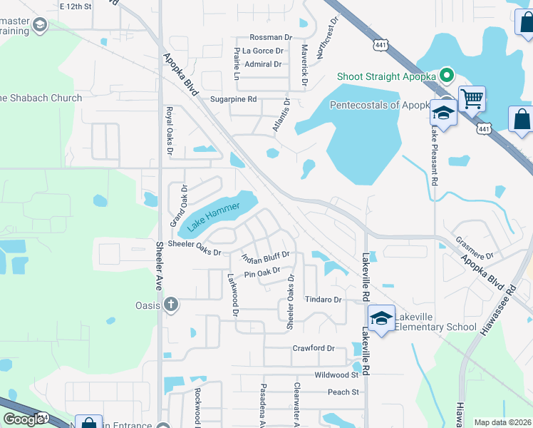 map of restaurants, bars, coffee shops, grocery stores, and more near 1757 Saddleback Ridge Road in Apopka