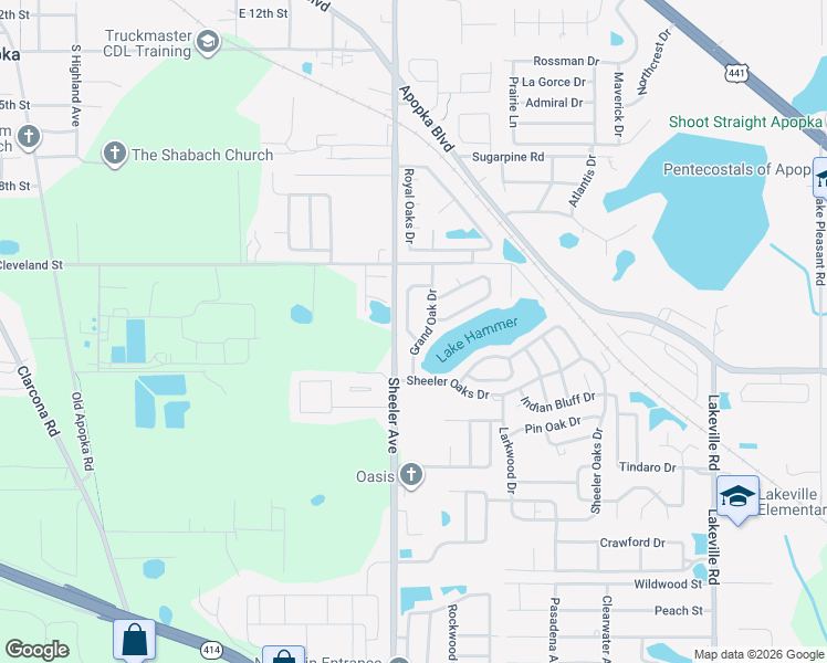 map of restaurants, bars, coffee shops, grocery stores, and more near 1729 Sun Ridge Drive in Apopka