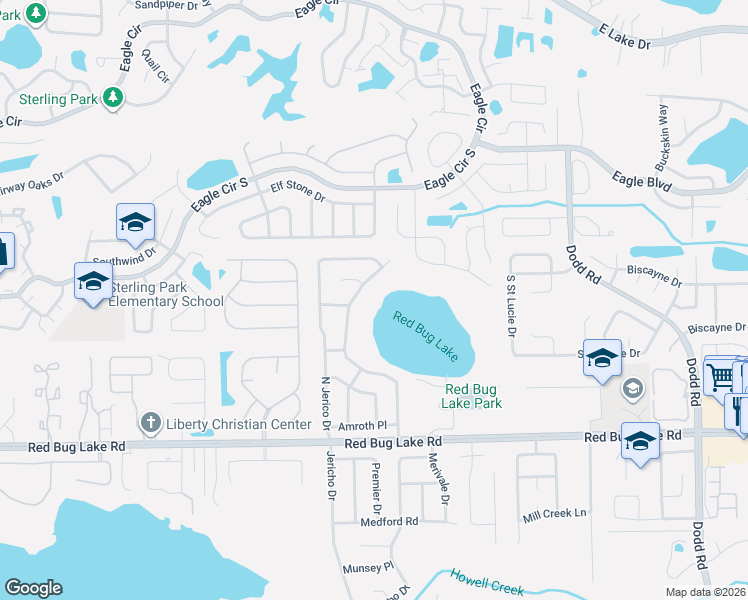 map of restaurants, bars, coffee shops, grocery stores, and more near 853 Wesson Drive in Casselberry
