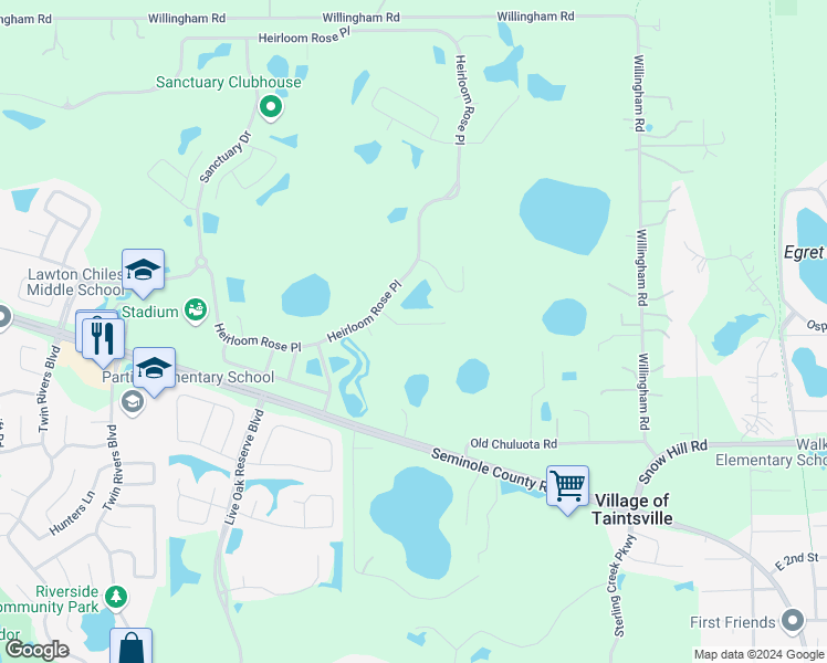 map of restaurants, bars, coffee shops, grocery stores, and more near 3815 Hammonds Ferry Court in Oviedo