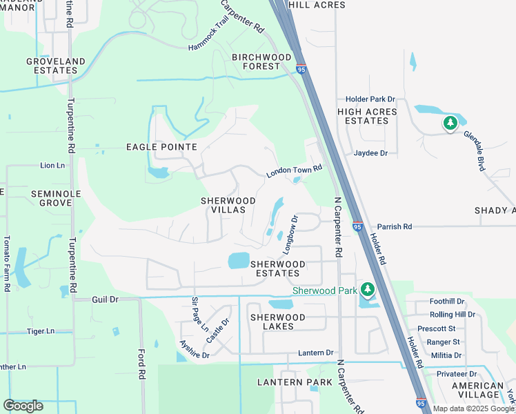 map of restaurants, bars, coffee shops, grocery stores, and more near 2005 London Town Lane in Titusville