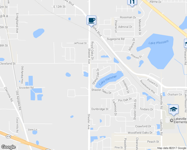 map of restaurants, bars, coffee shops, grocery stores, and more near 1729 Sun Ridge Dr in Apopka