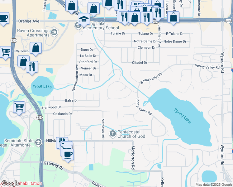 map of restaurants, bars, coffee shops, grocery stores, and more near 108 Pineapple Lane in Altamonte Springs