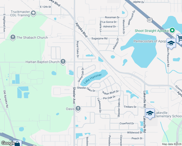 map of restaurants, bars, coffee shops, grocery stores, and more near 1061 Windsong Circle in Apopka
