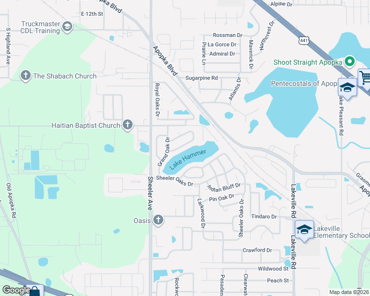 map of restaurants, bars, coffee shops, grocery stores, and more near 1061 Windsong Circle in Apopka