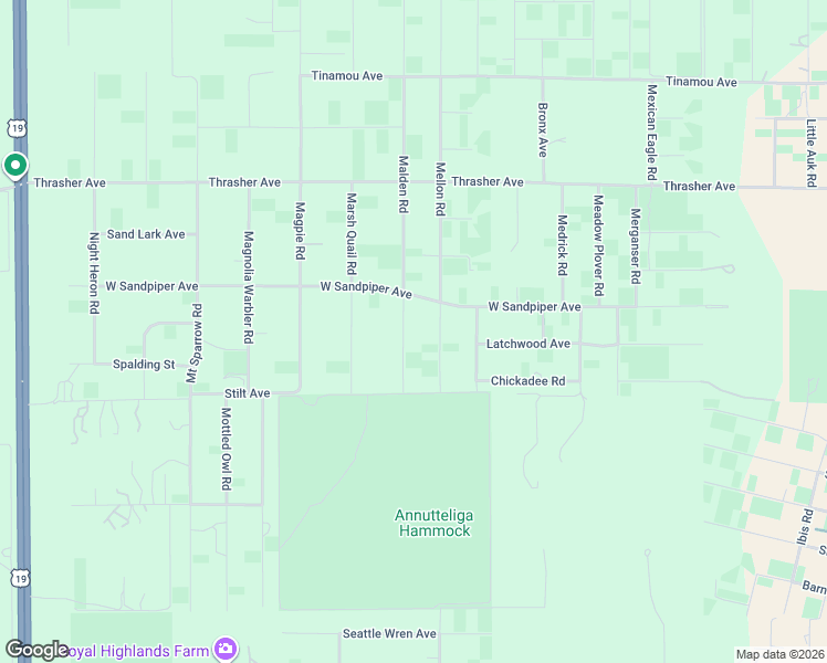 map of restaurants, bars, coffee shops, grocery stores, and more near 16038 Malden Road in Brooksville