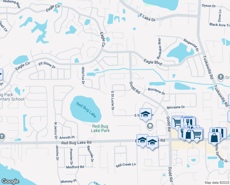 map of restaurants, bars, coffee shops, grocery stores, and more near 3238 South Saint Lucie Drive in Casselberry