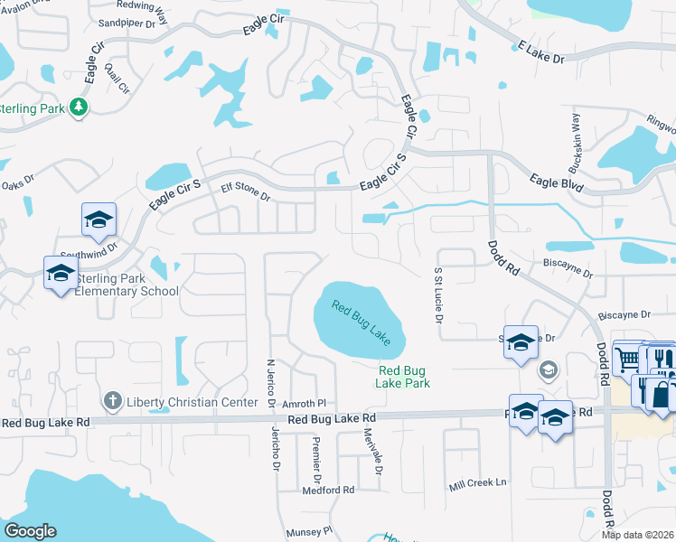 map of restaurants, bars, coffee shops, grocery stores, and more near 853 Wesson Drive in Casselberry
