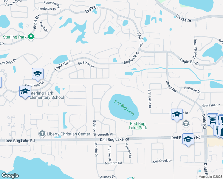 map of restaurants, bars, coffee shops, grocery stores, and more near 853 Wesson Drive in Casselberry