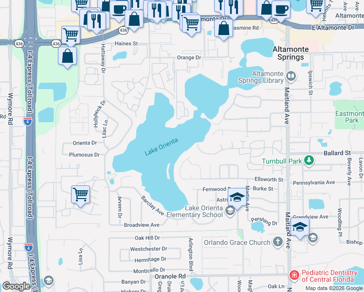 map of restaurants, bars, coffee shops, grocery stores, and more near 667 Oak Haven Dr in Altamonte Springs