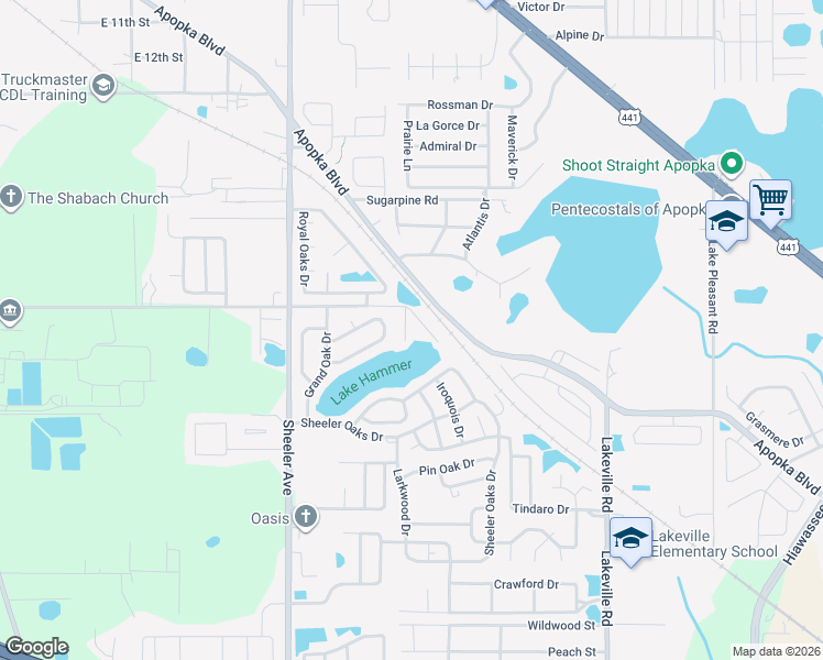 map of restaurants, bars, coffee shops, grocery stores, and more near 1631 Callie Court in Apopka