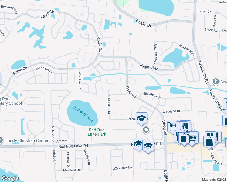 map of restaurants, bars, coffee shops, grocery stores, and more near 3372 Buffam Place in Casselberry