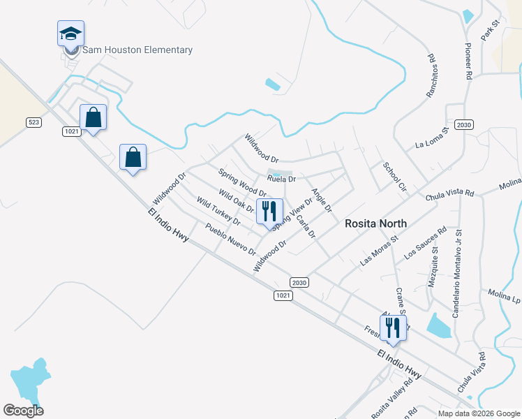 map of restaurants, bars, coffee shops, grocery stores, and more near 369 Wild Oak Drive in Eagle Pass