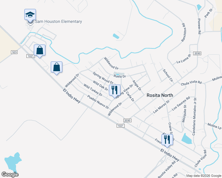 map of restaurants, bars, coffee shops, grocery stores, and more near 369 Wild Oak Drive in Eagle Pass