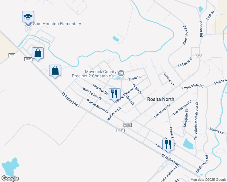 map of restaurants, bars, coffee shops, grocery stores, and more near 369 Wild Oak Drive in Eagle Pass