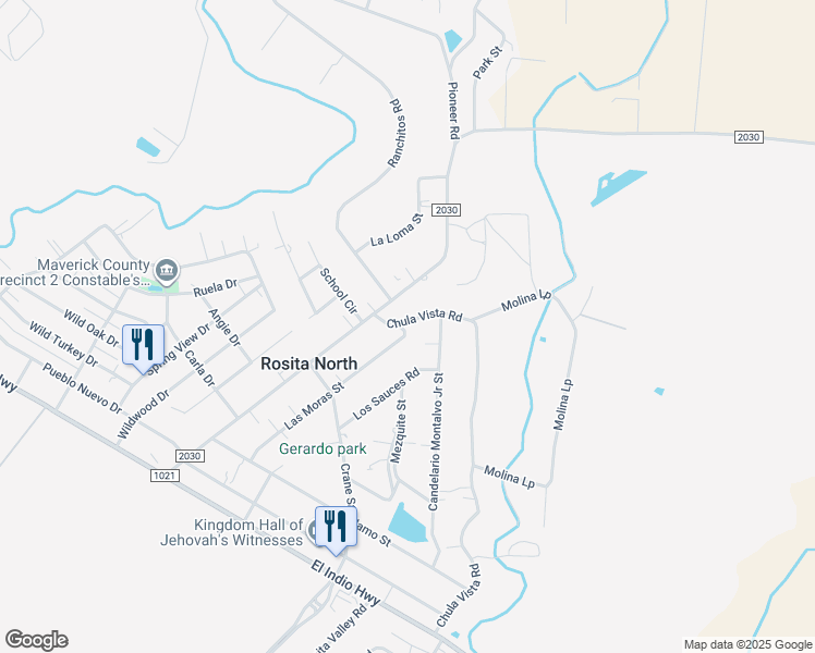 map of restaurants, bars, coffee shops, grocery stores, and more near 1003 Chula Vista Road in Eagle Pass