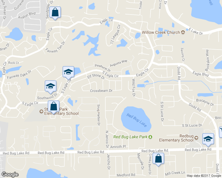 map of restaurants, bars, coffee shops, grocery stores, and more near 417 Abbeywood Lane in Casselberry