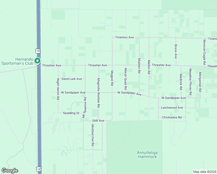 map of restaurants, bars, coffee shops, grocery stores, and more near 16147 Magpie Road in Brooksville