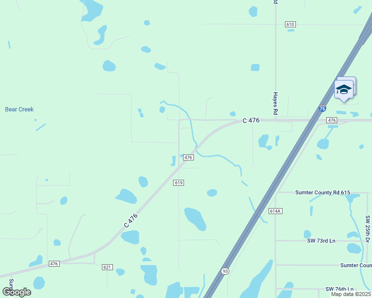 map of restaurants, bars, coffee shops, grocery stores, and more near 6899 County Road 619 in Bushnell