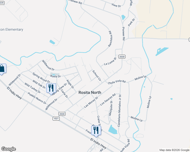 map of restaurants, bars, coffee shops, grocery stores, and more near 496 School Circle in Eagle Pass
