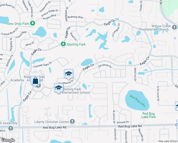 map of restaurants, bars, coffee shops, grocery stores, and more near 1531 Elf Stone Drive in Casselberry