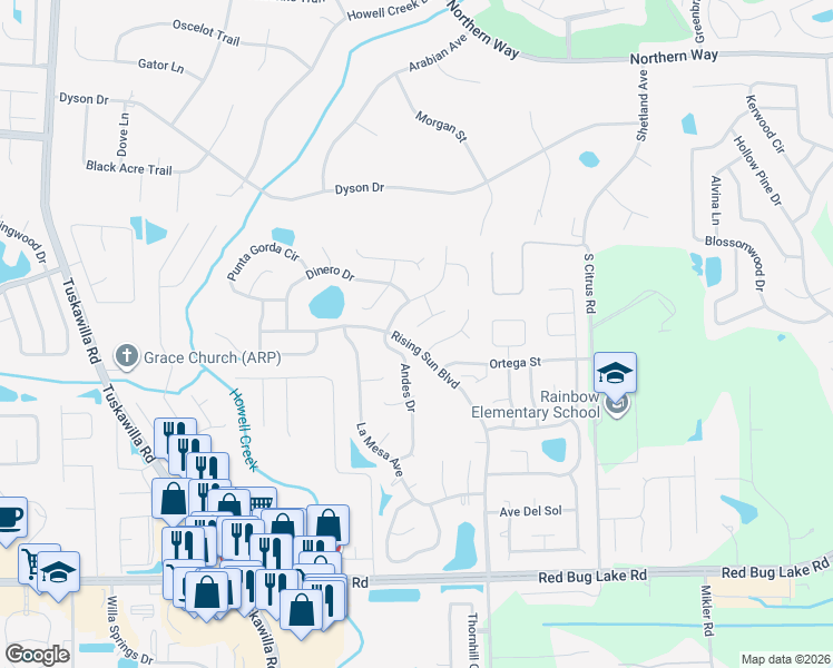 map of restaurants, bars, coffee shops, grocery stores, and more near 1229 Gema Place in Winter Springs
