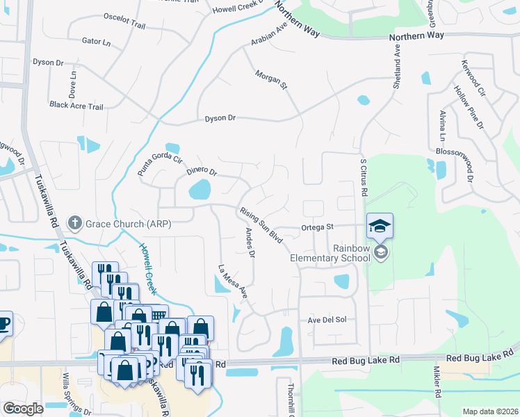 map of restaurants, bars, coffee shops, grocery stores, and more near 1229 Gema Place in Winter Springs