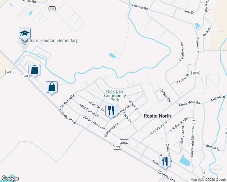 map of restaurants, bars, coffee shops, grocery stores, and more near 163 Ruela Drive in Eagle Pass