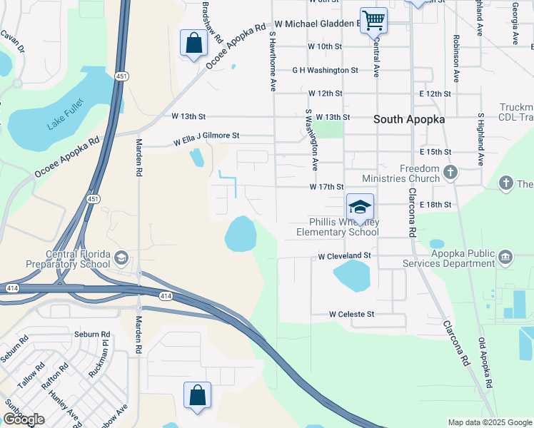 map of restaurants, bars, coffee shops, grocery stores, and more near 1483 Elderton Drive in Apopka