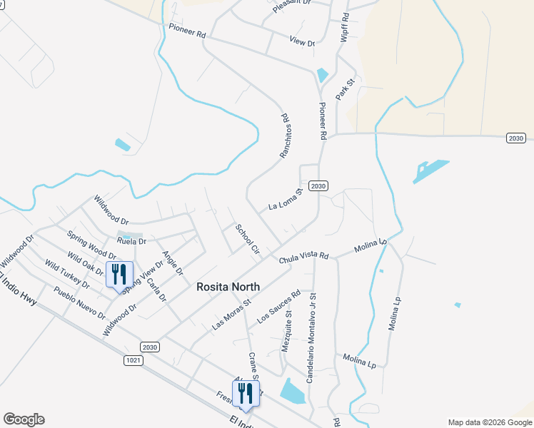 map of restaurants, bars, coffee shops, grocery stores, and more near 20 Ranchitos Road in Eagle Pass