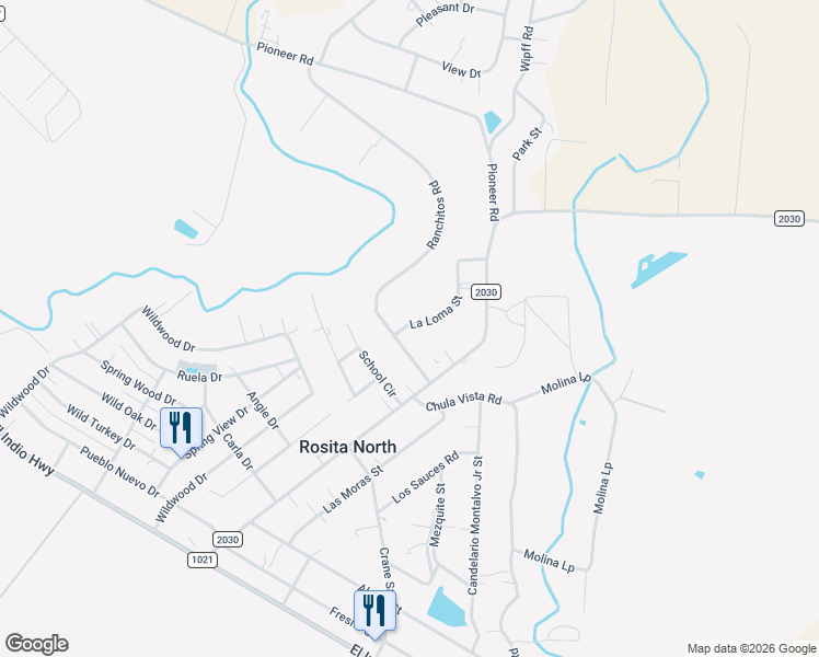 map of restaurants, bars, coffee shops, grocery stores, and more near 20 Ranchitos Road in Eagle Pass