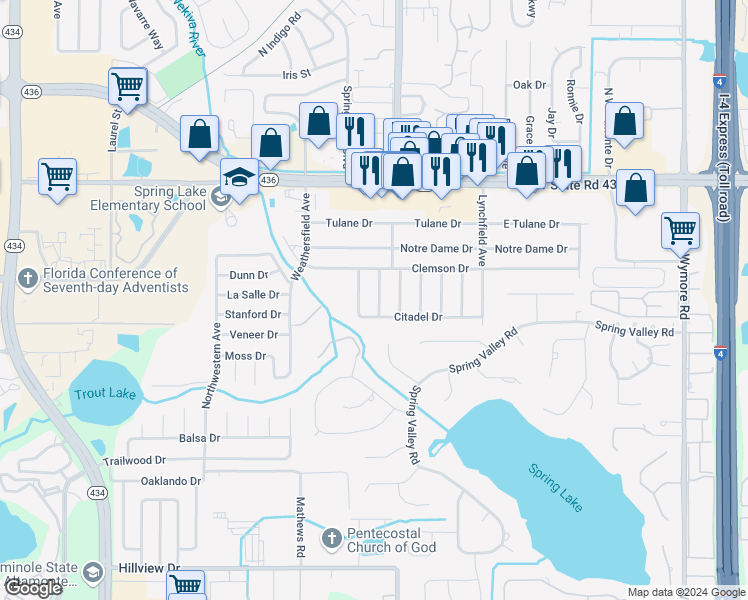 map of restaurants, bars, coffee shops, grocery stores, and more near 560 Columbia Avenue in Altamonte Springs