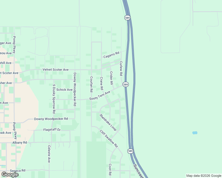 map of restaurants, bars, coffee shops, grocery stores, and more near 16212 Crane Road in Brooksville