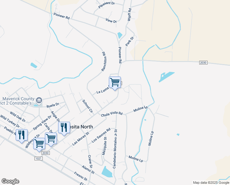 map of restaurants, bars, coffee shops, grocery stores, and more near 875 Farm to Market Road 2030 in Eagle Pass