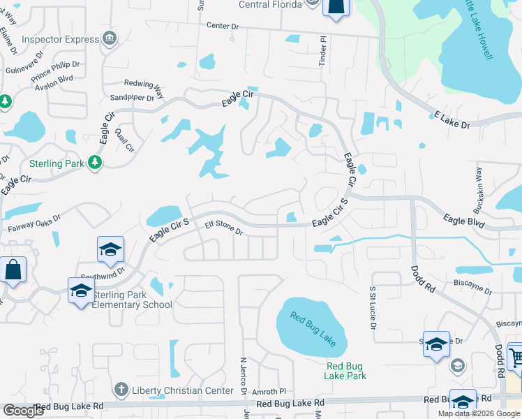 map of restaurants, bars, coffee shops, grocery stores, and more near 1634 Pinehurst Drive in Casselberry