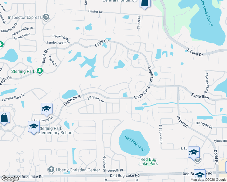 map of restaurants, bars, coffee shops, grocery stores, and more near 1634 Pinehurst Drive in Casselberry