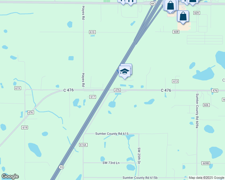 map of restaurants, bars, coffee shops, grocery stores, and more near 2680 County Road 476 in Bushnell
