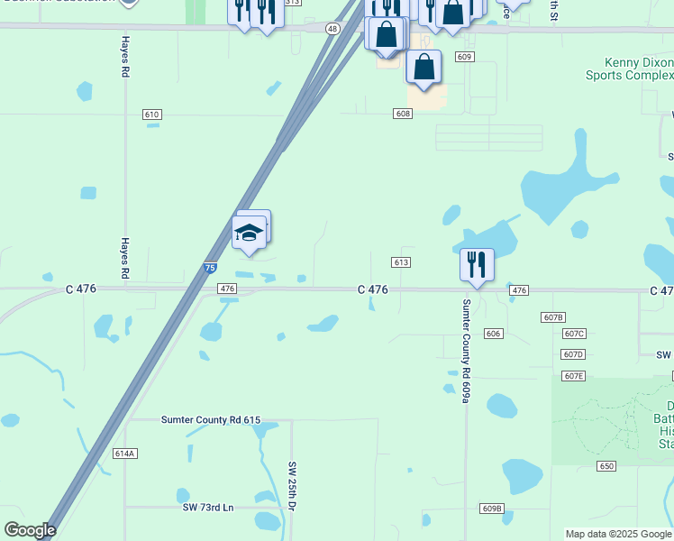map of restaurants, bars, coffee shops, grocery stores, and more near 6700 Southwest 22nd Way in Bushnell