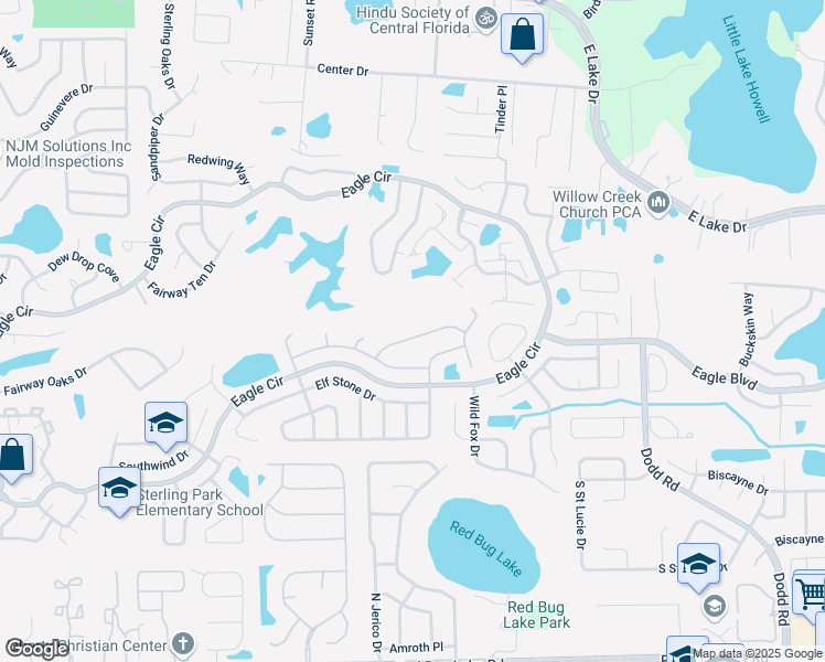 map of restaurants, bars, coffee shops, grocery stores, and more near 1630 Augusta Way in Casselberry