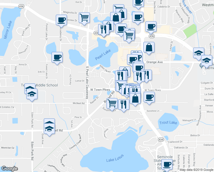 map of restaurants, bars, coffee shops, grocery stores, and more near 1037 Alden Parkway in Altamonte Springs