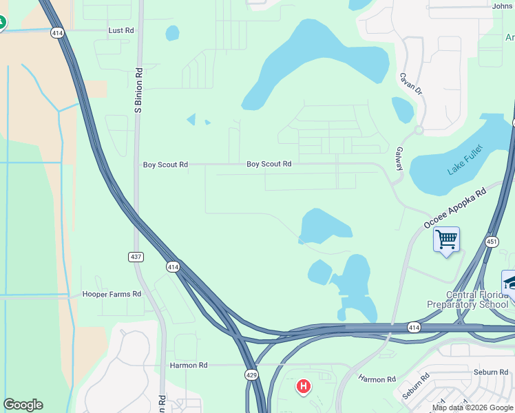 map of restaurants, bars, coffee shops, grocery stores, and more near 1251 South Binion Road in Apopka