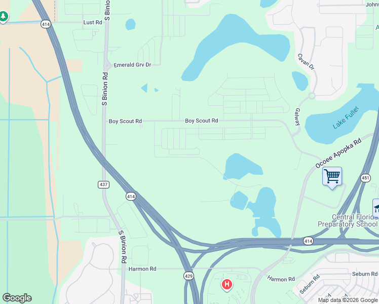 map of restaurants, bars, coffee shops, grocery stores, and more near 1251 South Binion Road in Apopka