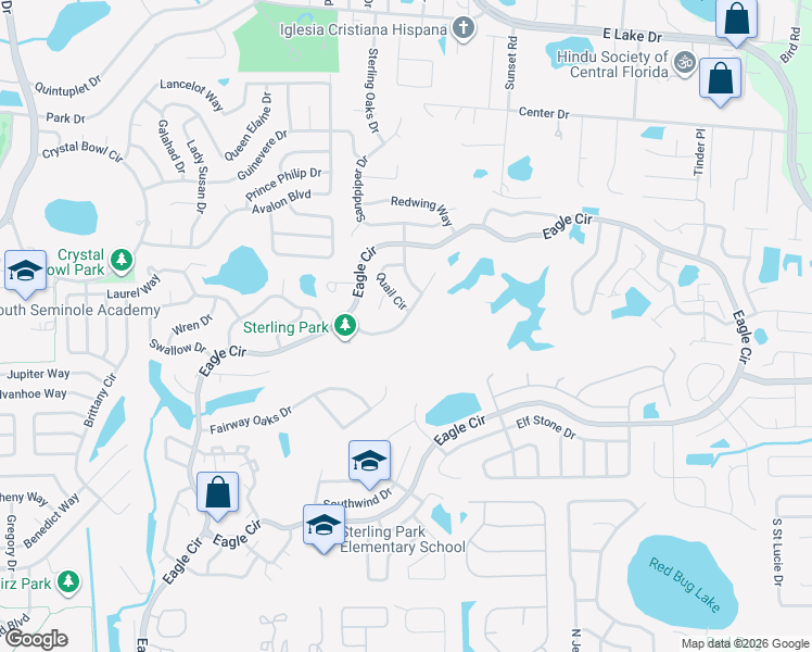 map of restaurants, bars, coffee shops, grocery stores, and more near 124 Fairway Ten Drive in Casselberry
