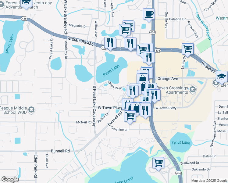 map of restaurants, bars, coffee shops, grocery stores, and more near 200 Afton Square in Altamonte Springs