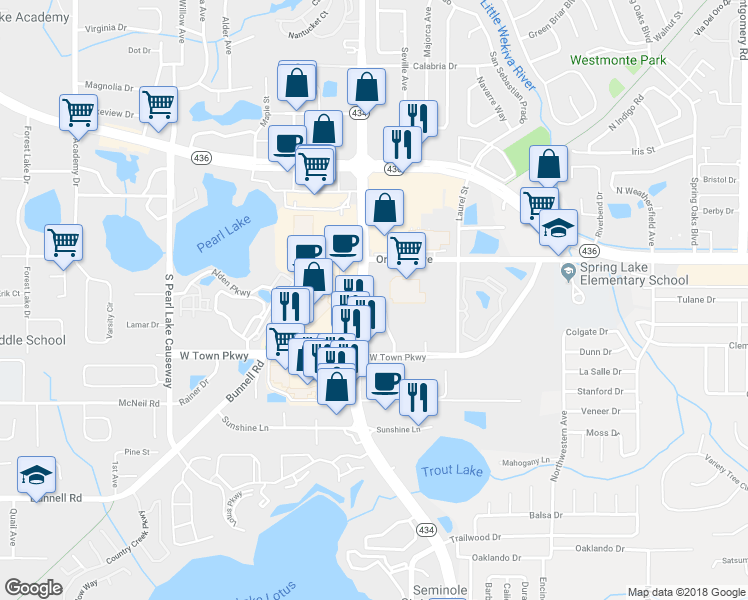 map of restaurants, bars, coffee shops, grocery stores, and more near 434 SR in Altamonte Springs