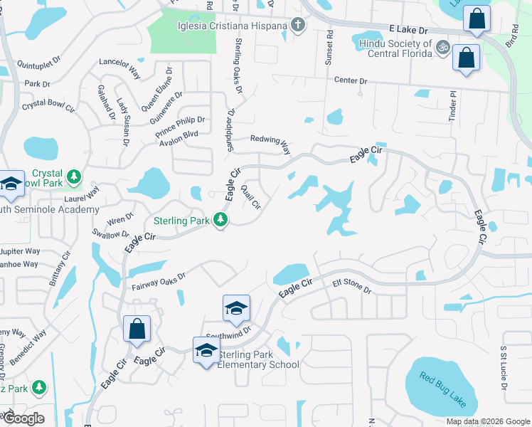 map of restaurants, bars, coffee shops, grocery stores, and more near 124 Fairway 10 Drive in Casselberry