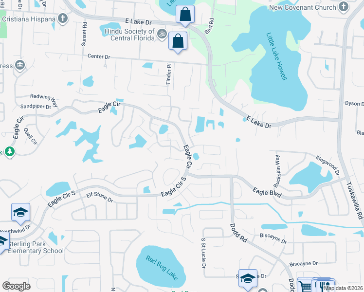 map of restaurants, bars, coffee shops, grocery stores, and more near 5000 East Maryland Place in Casselberry