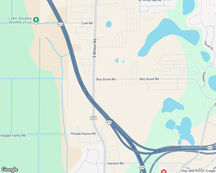 map of restaurants, bars, coffee shops, grocery stores, and more near 1209 South Binion Road in Apopka
